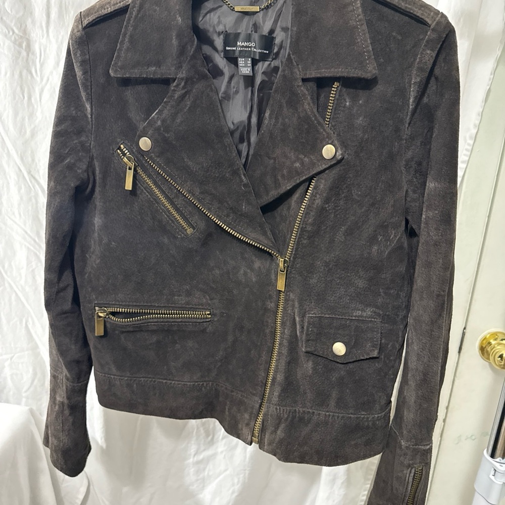 MNG Mango Women's Black Pigskin Leather  Jacket size XS